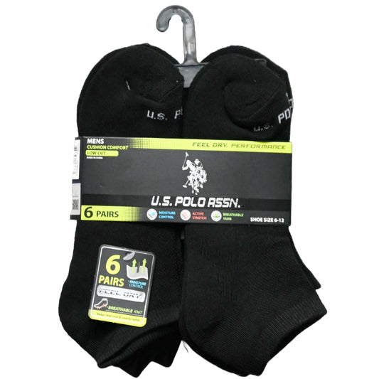 6pk MEN L/C CUSHION SOCKS BLK SIZE 6-12 C/P 48