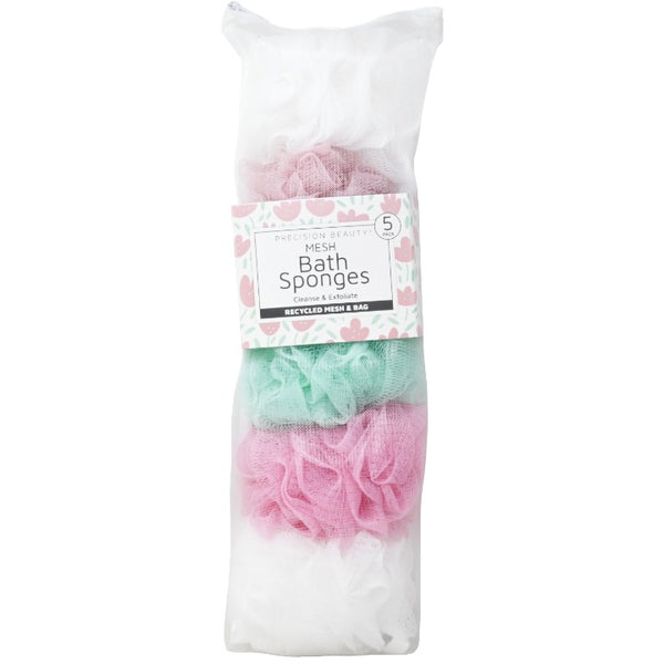 5pk Wht Pnk Bath Sponges C/P 12 Precision Beauty