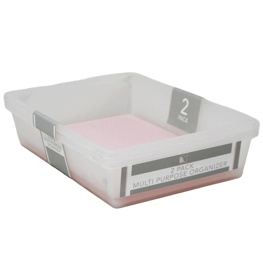 2pk Pink Drawer Organizer with Grey TPR 9.76x6.77x2.36" C/P 12