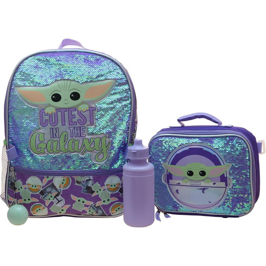 4pc Mandalorian Backpack & Lunch Bag Set Star Wars C/P 12 Disney