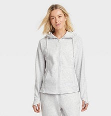 LRG GRAY WOMEN FLEECE FULL ZIP HOODED SWEATSHIRT C/P 12