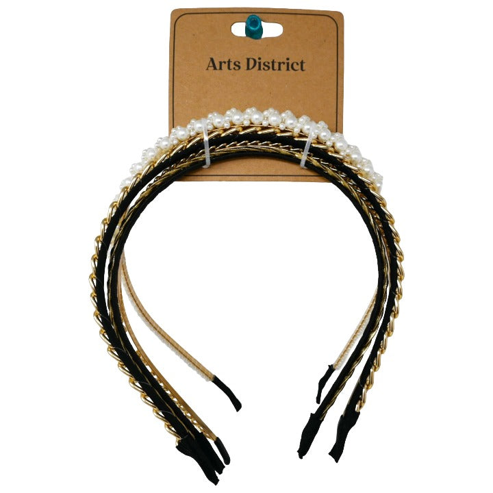 4pk Headband Set Pearl and Metal Jewels C/P 250