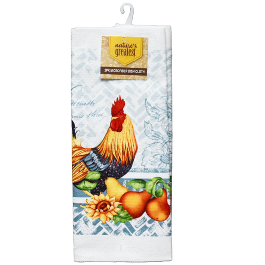 2pc Rooster Printed Microfiber Dish Cloth C/P 72