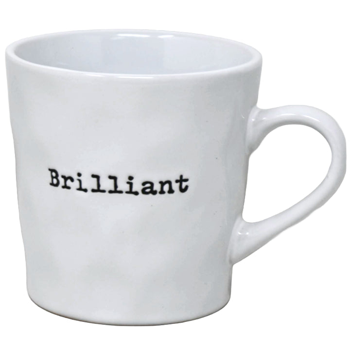 16oz White Mug with Embossed Pattern and Debossed "Brilliant" C/P 24