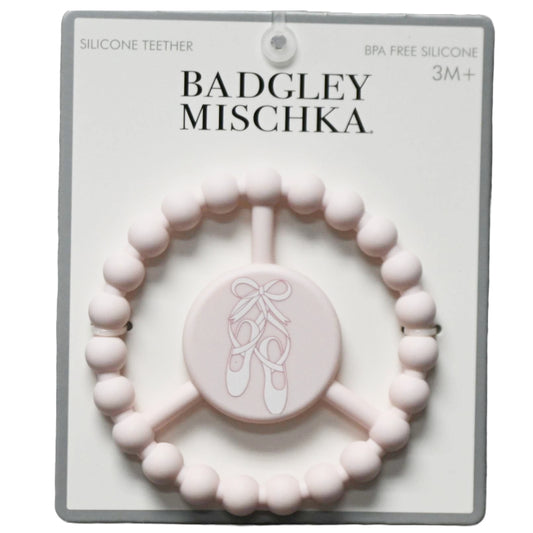 1pc Silicone Peace Teether - Ivory Ballerina Pointe Shoes Print C/P 100