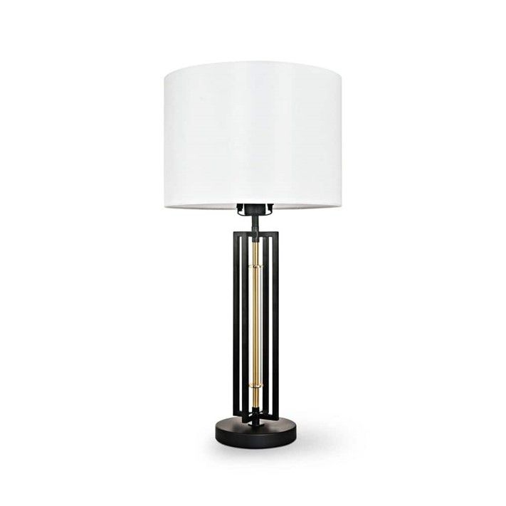 28" BLK ALANNAH TABLE LAMP W/USB CHARGING PORT & WHT FABRIC SHADE C/P 2