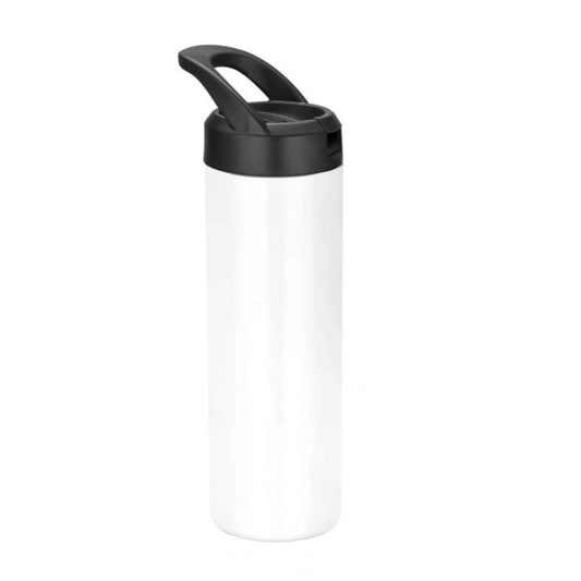 17oz White Stainless Steel Double Wall Bottle w/2 Lids Sip Lid and Seal Lid (No Label or UPC) C/P 25