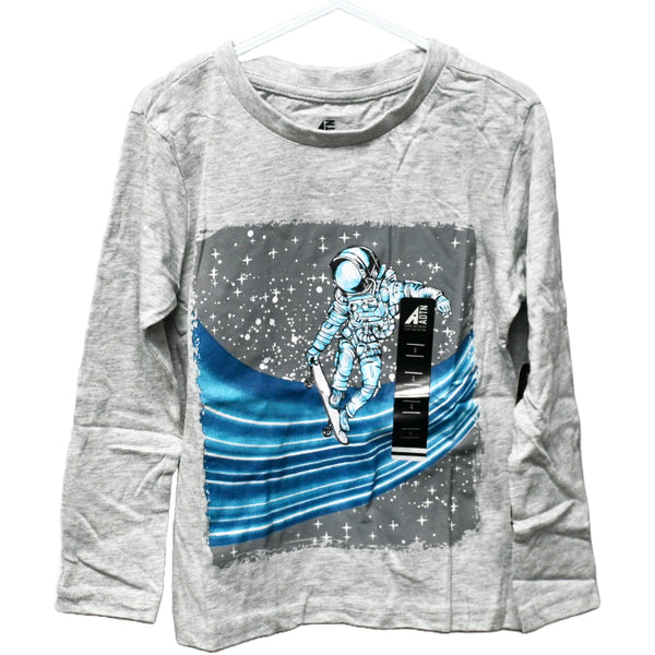 BOYS SIZE 4-7 LONG SLEEVE SKATE BOARD ASTRONAUNT T-SHIRT C/P 24
