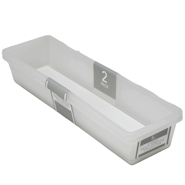 2pk White Drawer Organizer with Grey TPR 13x3.62x2.36" C/P 12