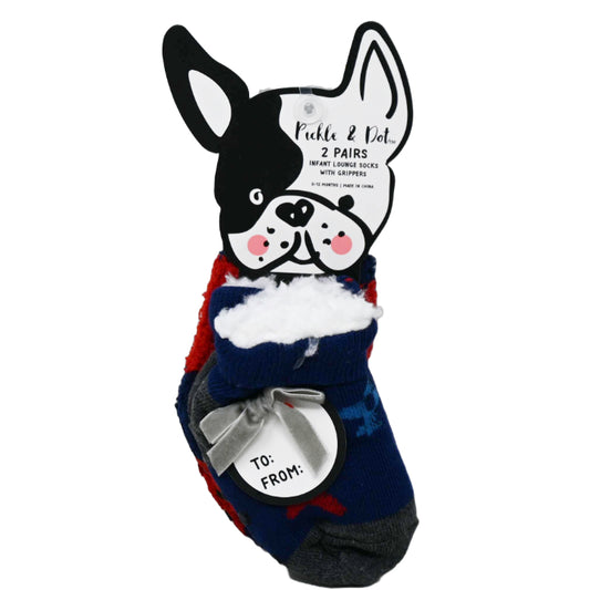 2pk BABY NAVY COZY SOCKS W/SHERPA ASST SIZE C/P 60