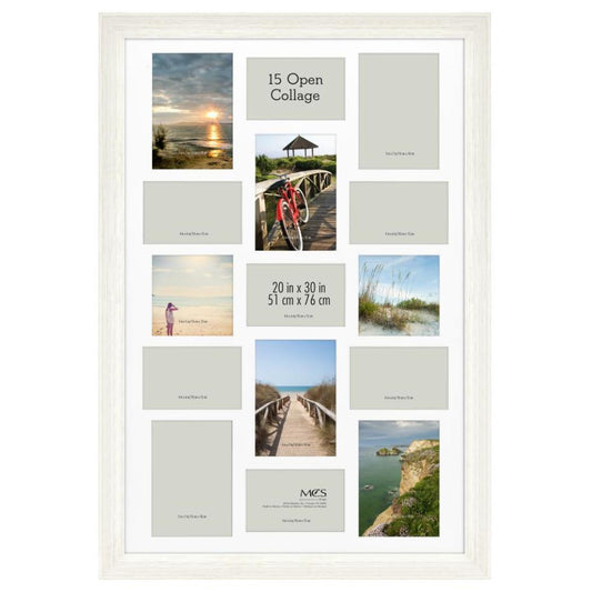20"x30" MUSEUM COLLAGE POSTER FRAME WHITE WOODGRAIN C/P 1