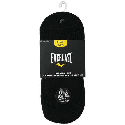 *USA ONLY* Adult Black M 3pk Unisex Ultra Low Liner Socks C/P 30