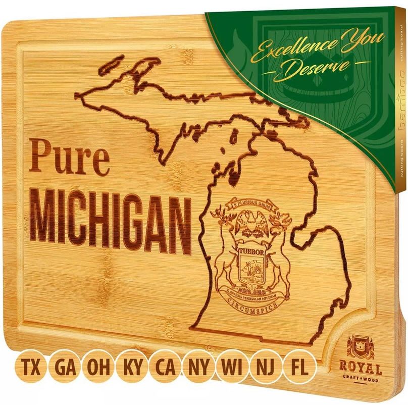 15"x10" MICHIGAN BAMBOO CUTTING BOARD C/P 10
