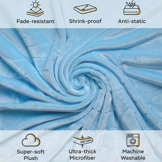 90"X90" SUNSHINE BLUE QUEEN SIZE THROW BLANKET C/P 6