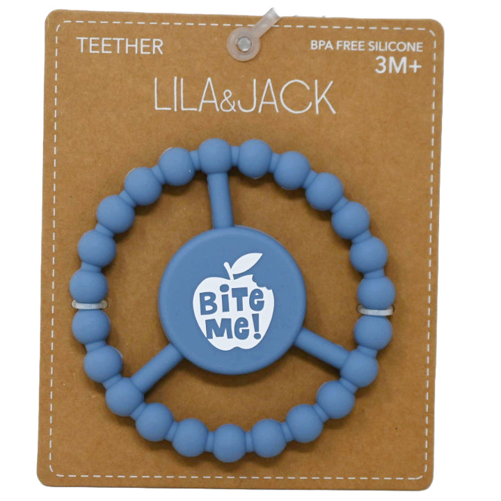 1pc Silicone Peace Teether - Dusty Blue "Bite Me!" Apple C/P 100