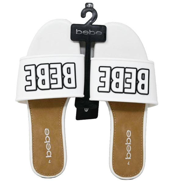 WOMEN WHITE FASHION SANDAL wRUBBER BEBE LOGO 6-ASST SIZE C/P 12