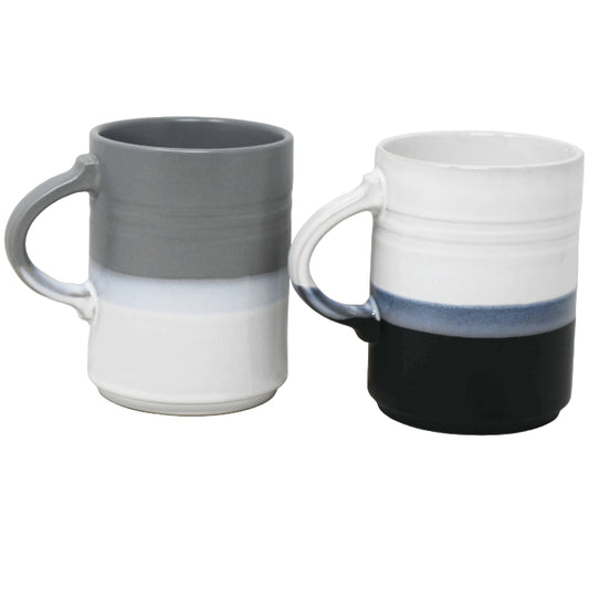 2pk 20oz GREY/BLACK MUG C/P 8