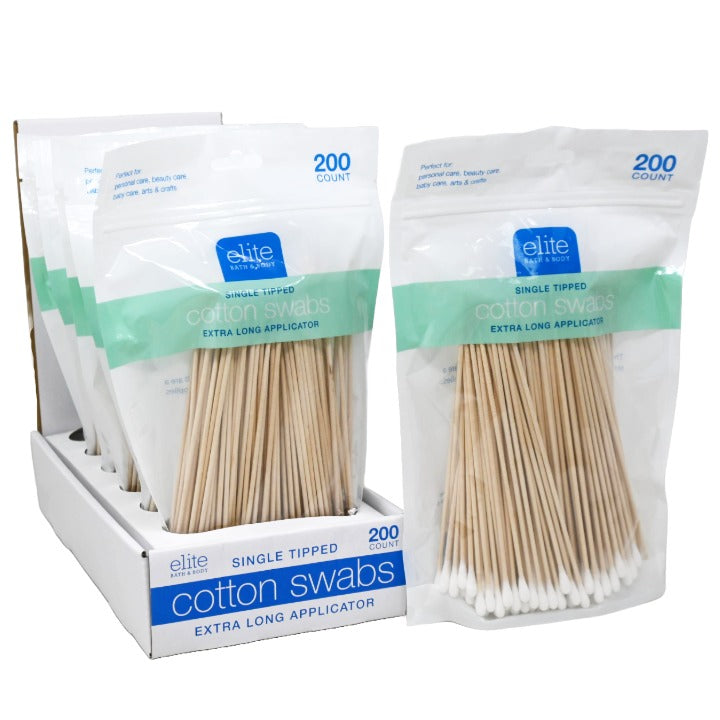 200ct SINGLE TIP LONG COSMETIC APPLICATOR ON PDQ C/P 48