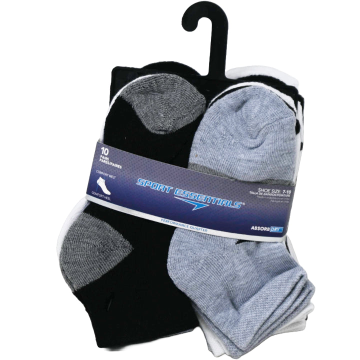 10pk KIDS SPORT ESSENTIALS DBL LOGO HC NS SOCKS SIZE 4-6 C/P 60