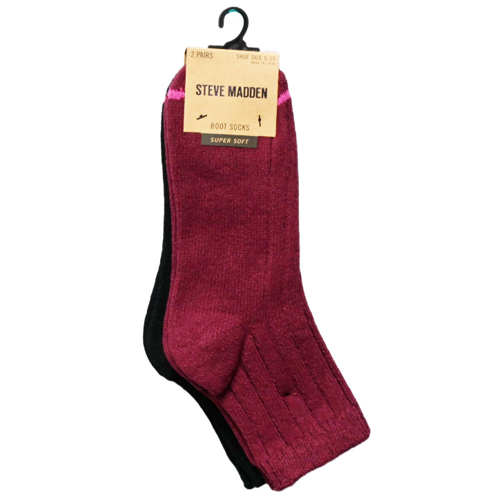 2pk WOMEN SHORT BOOT SOCKS STEVE MADDEN C/P 36