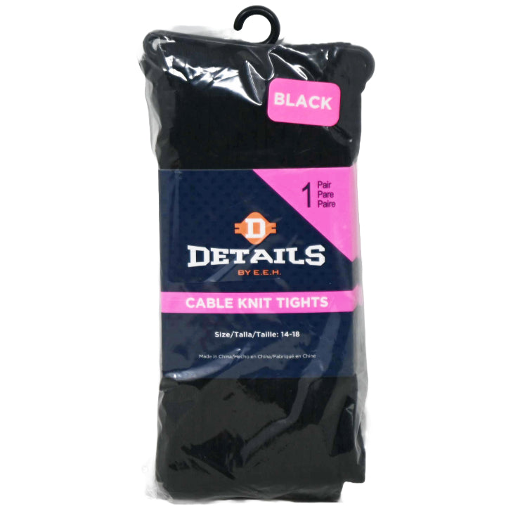 1pk BLACK DETAILS CABLE KNIT TIGHTS SIZE 14-18 C/P 60
