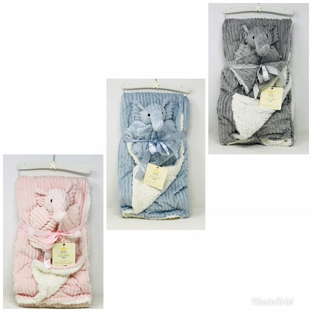 BABY BLANKET W/SECURITY BLANKET BI-FOLD ON HANGER C/P 12