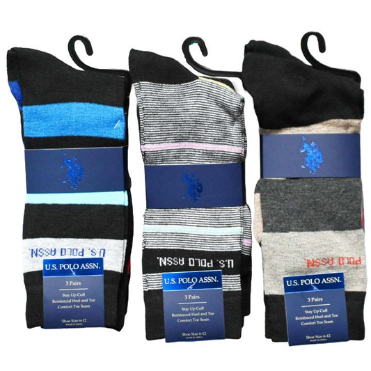 3pk MEN NC DRESS CREW SOCKS U.S. POLO ASSN. ASST STYLES SIZE 6-12 C/P 48