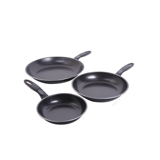 3pc GV Aventura Carbon Steel Black Fry Pan Set C/P 6