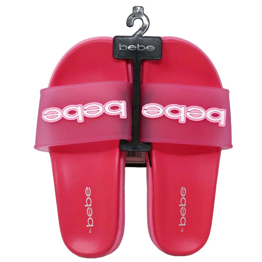 WOMEN PINK SANDAL wTRANSLUCENT UPPER & RUBBER LOGO PATCH BEBE 6-ASST C/P 12