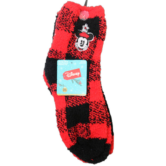 2pk DISNEY MINNIE HOLIDAY CHEER COZY SOCKS SIZE 9-11 C/P 36, PRE-PRICED AT $12.00