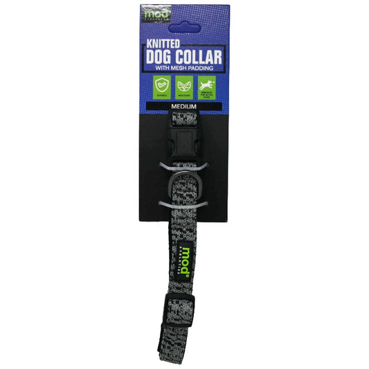 DOG COLLAR KNITTED WITH MESH PADDING GREY C/P 72