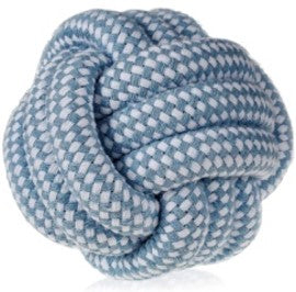 BLUE/WHITE BALL ROPE PET TOY C/P 12