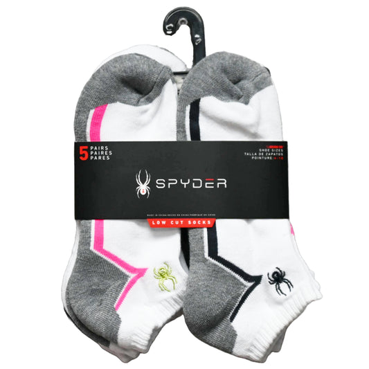 5pk SPYDER WHITE LOW CUT SOCKS SIZE 9-11 C/P 60