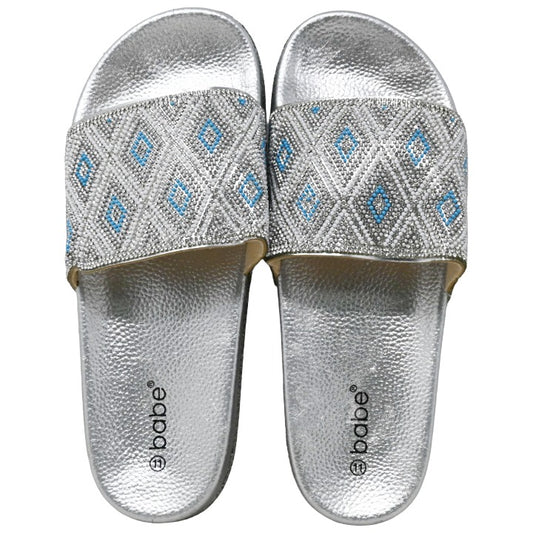 *OUTSIDE OF CA* SILVER WOMAN SLIDE SANDAL 5-ASST SIZE C/P 15