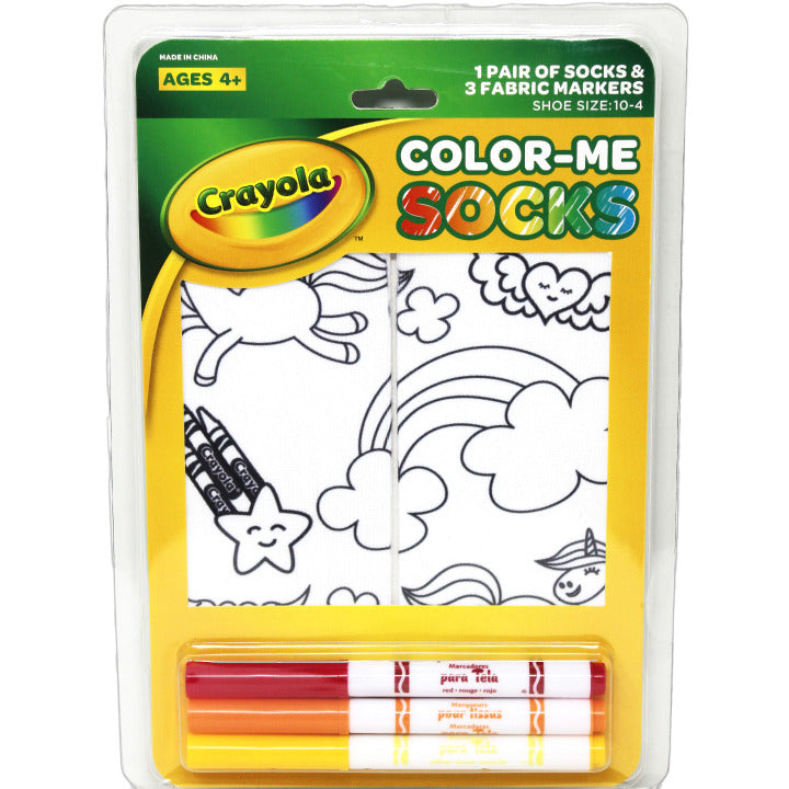 1pk CRAYOLA GIRLS COLOR-ME UNICORN NS SOCKS SIZE 6-8 C/P 36