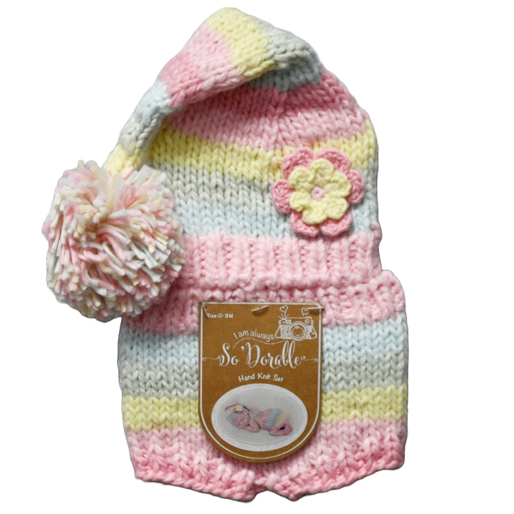 Sodorable 2PC KNIT SET PASTEL RAINBOW STRIPED HAT AND SHORTS C/P 36