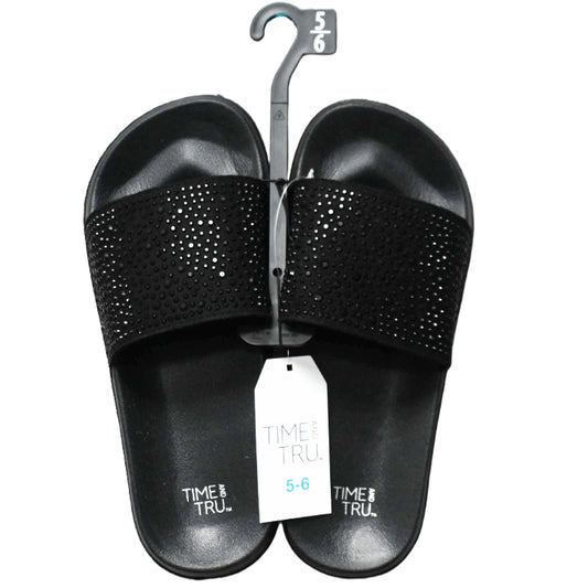 LADIES BLACK SLIDE SANDAL W/BLING SIZE 5/6 C/P 12