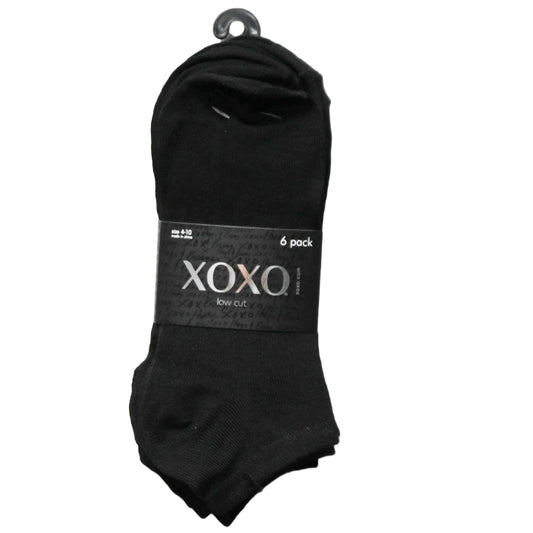 6pk BLACK LADIES XOXO LOW CUT SOCKS SIZE 4-10 C/P 48