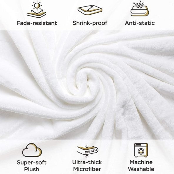 90"x90" SUNSHINE WHITE QUEEN SIZE THROW BLANKET C/P 12