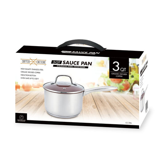 3qt SILVER SAUCEPAN W/LID C/P 6