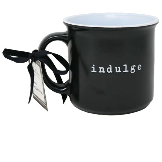 Debossed "indulge" Camper Mug with Inside Blue Nicole Miller C/P 36