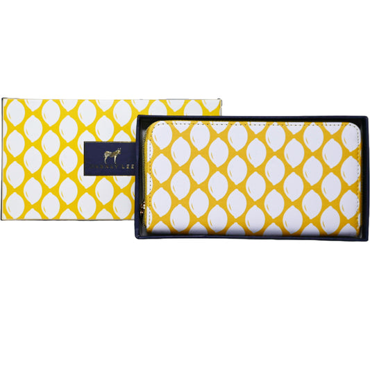 *OUTSIDE OF CA* LRG YELLOW/WHITE ZIPPER WALLET IN GIFT BOX C/P 40