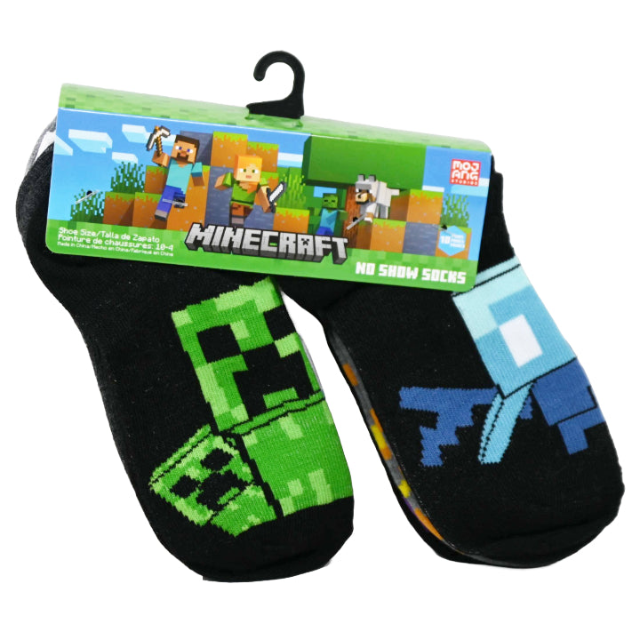 10pk BOYS MINECRAFT EXPLORE NS SOCKS SIZE 6-8 C/P 60