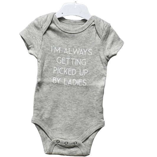 0-3 Month Gray Onesie- Picked Up By Ladies C/P 48