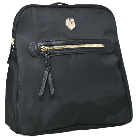 BLACK NYLON BACKPACK wFRONT ZIPPER POCKET GLORIA VANDERBILT C/P 12