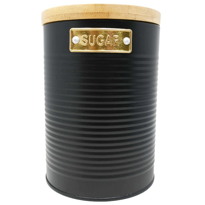 Blk Plaque Tea Canister C/P 12