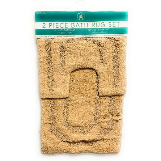 Florance 2pc Beige Bath Mat Set C/P 12