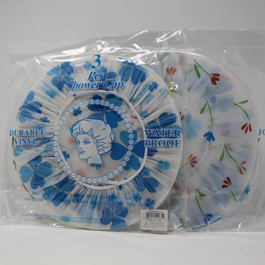 SHOWER CAP 3PK VINYL PRINT 10 ASSTD C/P 48
