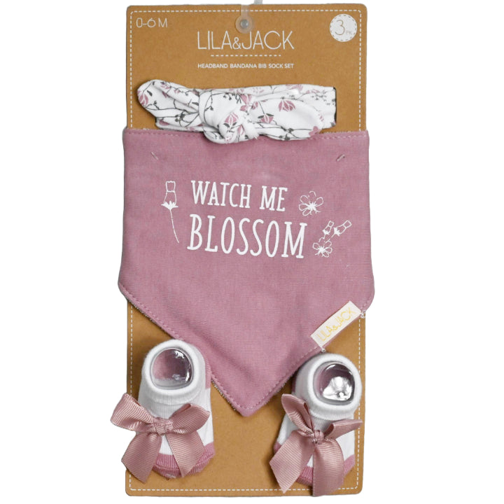 3 Piece Mauve and White "Watch Me Blossom"/Flower Set: C/P 36