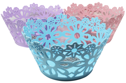 BASKET,5''H FLOWER DIECUT 3 ASSTD C/P 48